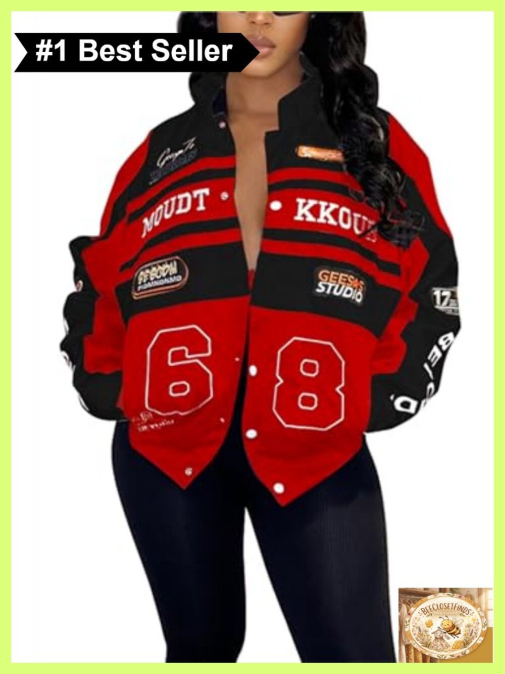 Varsity Jacket Motorcycle Detachable Letter Graphic Racer Vintage Colorblock